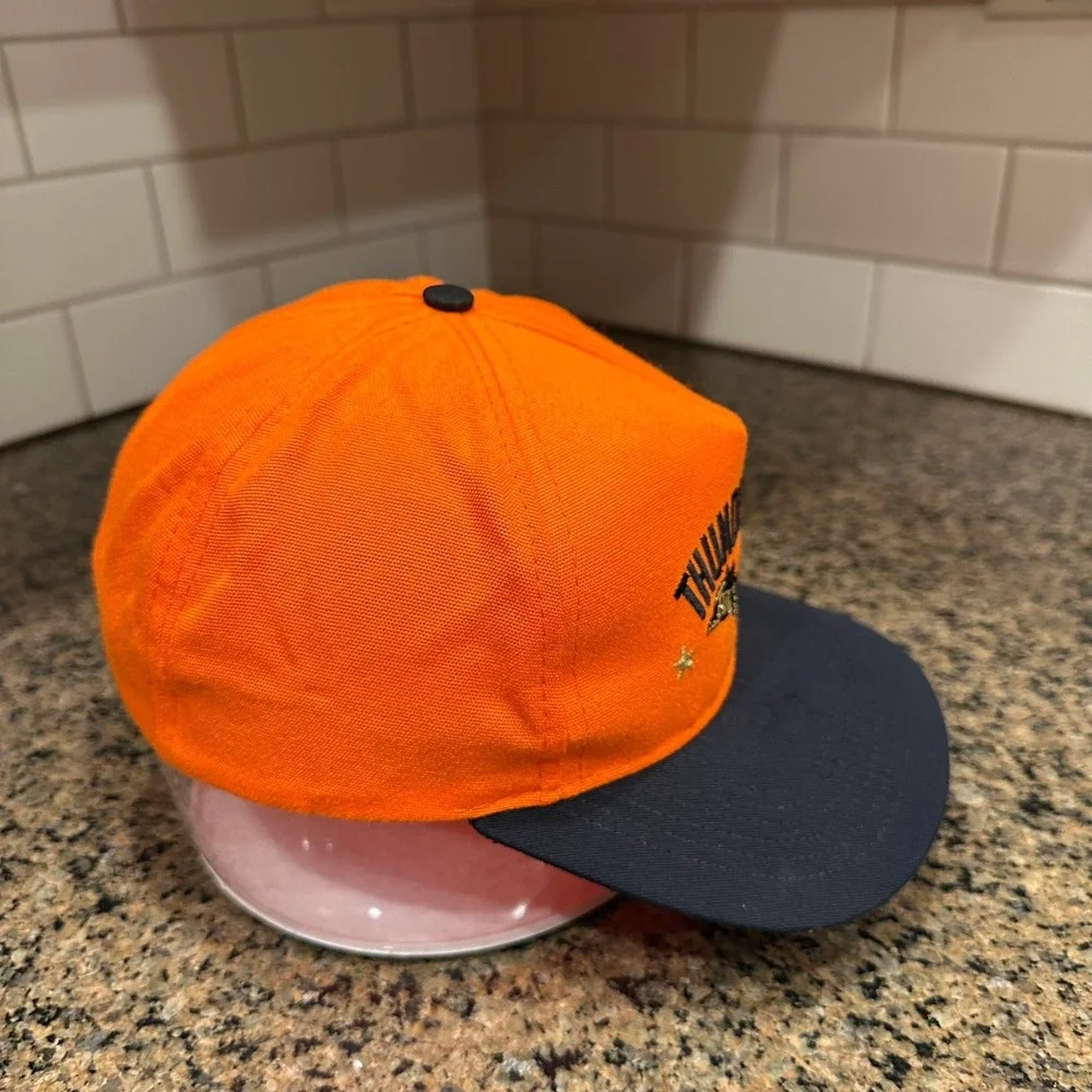 Vintage Thunderstix Hunting Hat Orange Black Snapback Cap Made in USA